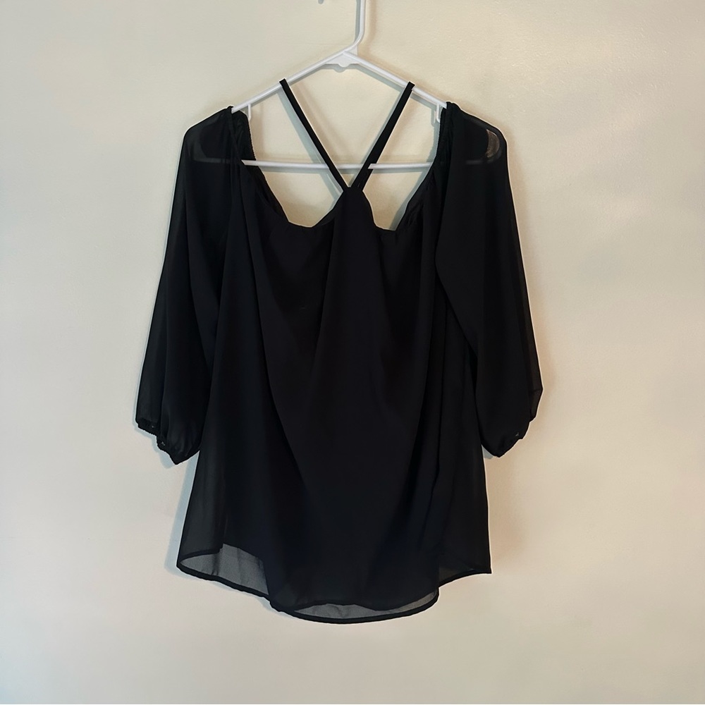 NWT Spaghetti Halter Off the Shoulder Long Sleeve Blouse